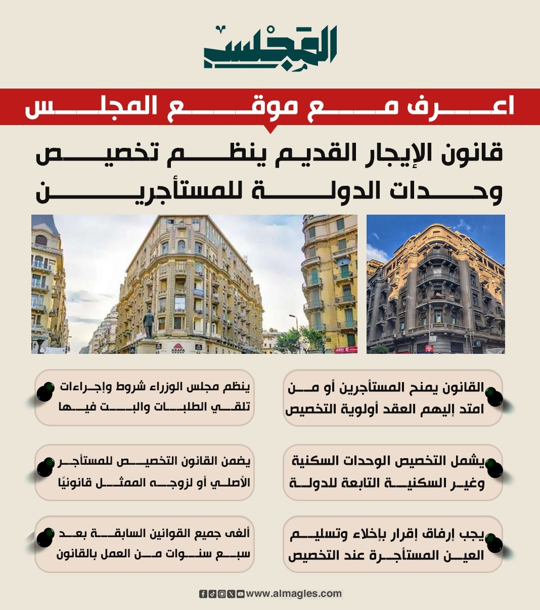 قانون الإيجار القديم ينظم تخصيص وحدات الدولة للمستأجرين&nbsp;